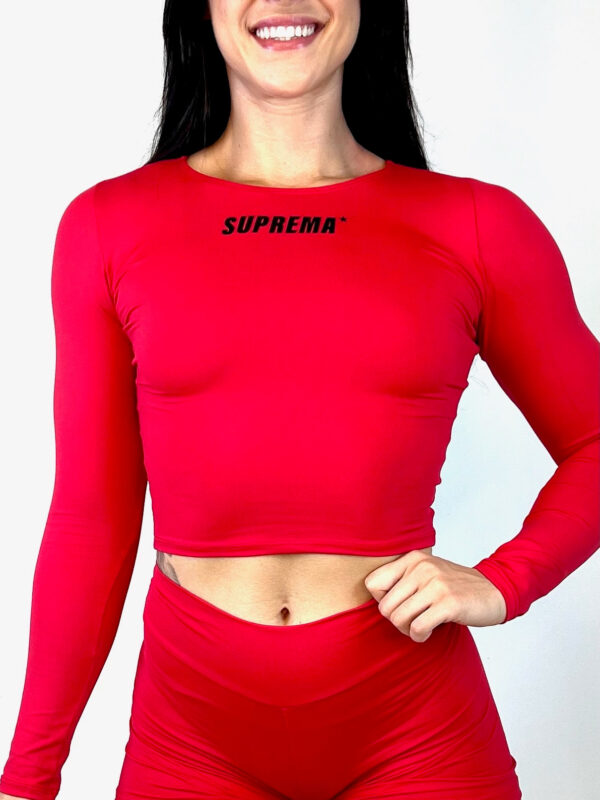 Cropped manga longa vermelha | Suprema - Imagem 3